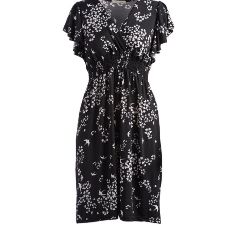 Anna Morgan  Black Flutter sleeve surplice dress.  Sz M. NWT